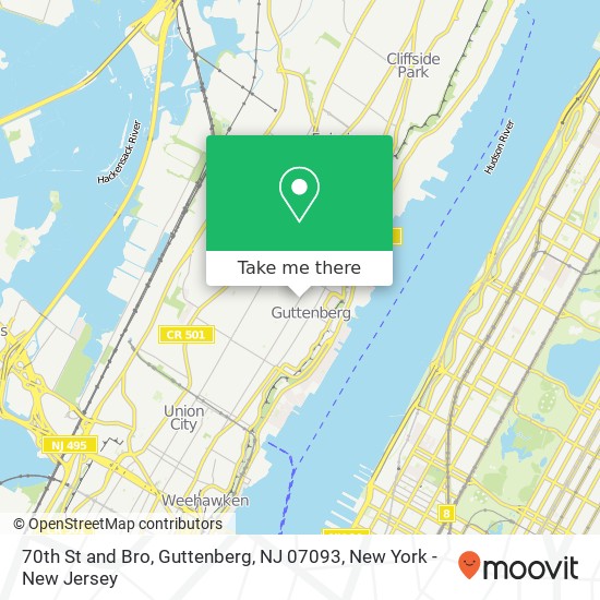 Mapa de 70th St and Bro, Guttenberg, NJ 07093
