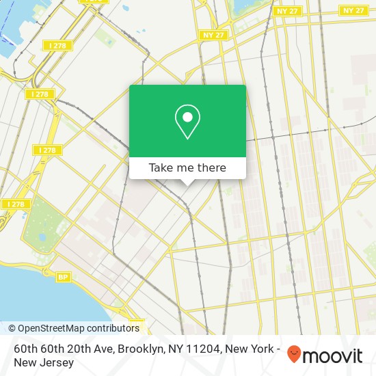 Mapa de 60th 60th 20th Ave, Brooklyn, NY 11204