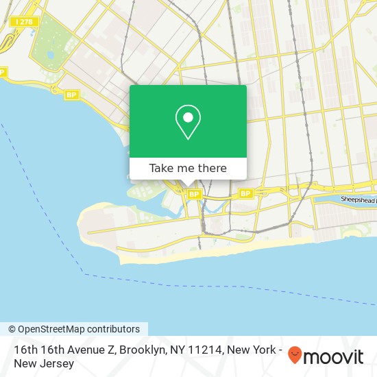 Mapa de 16th 16th Avenue Z, Brooklyn, NY 11214