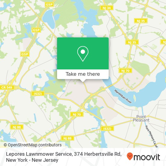 Mapa de Lepores Lawnmower Service, 374 Herbertsville Rd