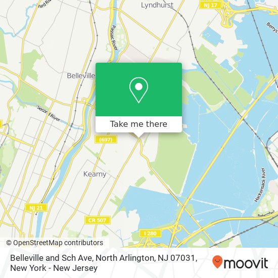 Belleville and Sch Ave, North Arlington, NJ 07031 map