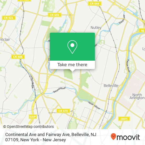Continental Ave and Fairway Ave, Belleville, NJ 07109 map