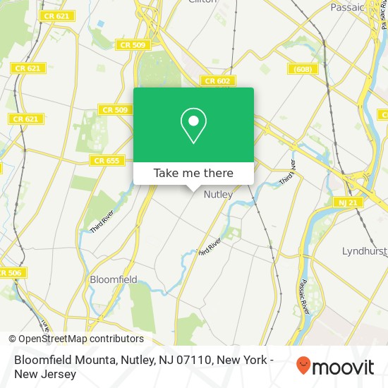 Mapa de Bloomfield Mounta, Nutley, NJ 07110