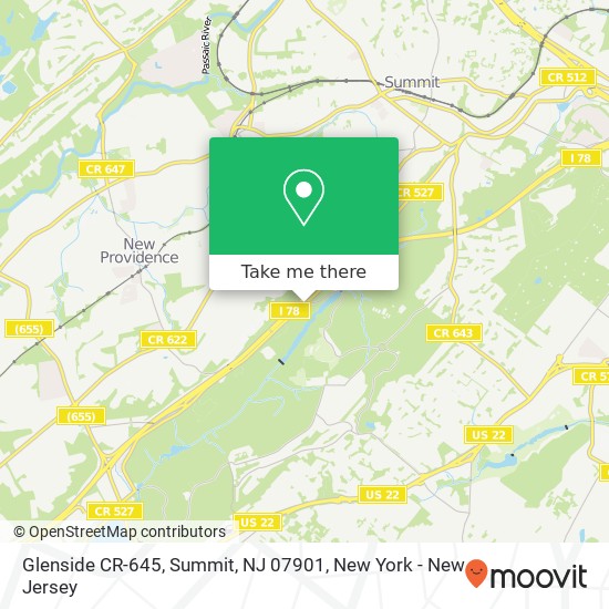 Mapa de Glenside CR-645, Summit, NJ 07901