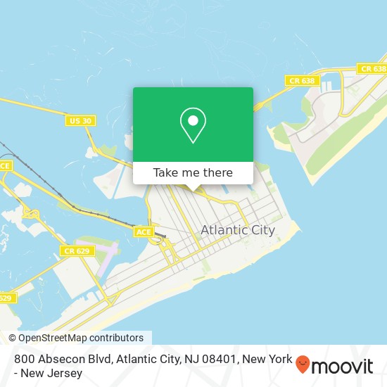 Mapa de 800 Absecon Blvd, Atlantic City, NJ 08401