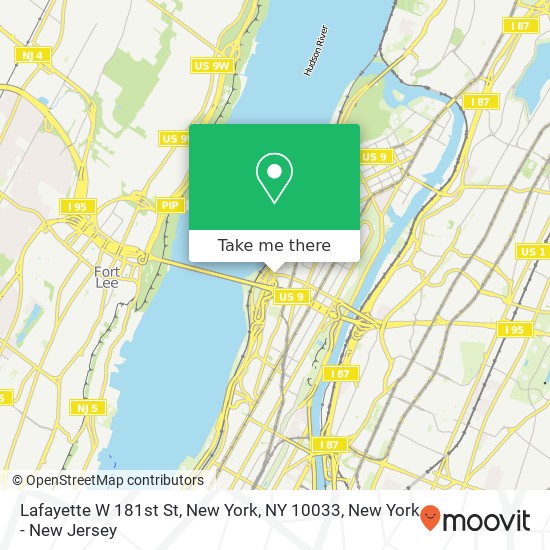 Lafayette W 181st St, New York, NY 10033 map