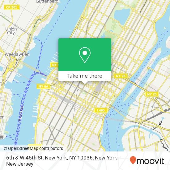 6th & W 45th St, New York, NY 10036 map