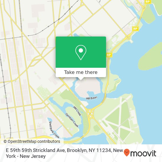 Mapa de E 59th 59th Strickland Ave, Brooklyn, NY 11234