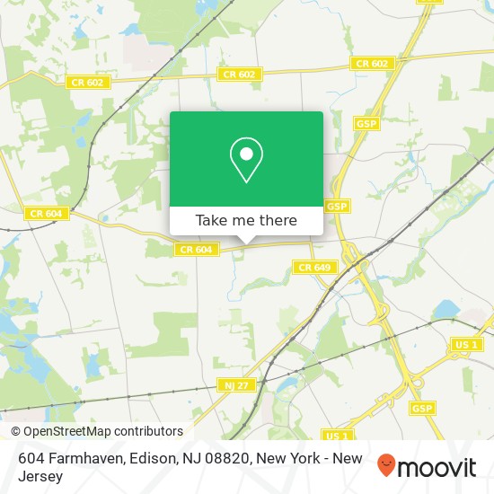 Mapa de 604 Farmhaven, Edison, NJ 08820