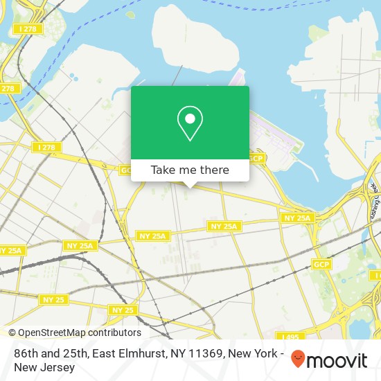 Mapa de 86th and 25th, East Elmhurst, NY 11369