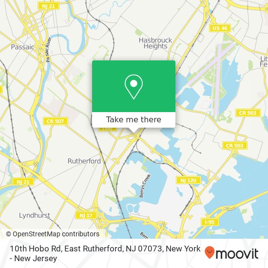 Mapa de 10th Hobo Rd, East Rutherford, NJ 07073
