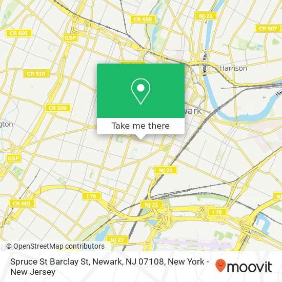 Mapa de Spruce St Barclay St, Newark, NJ 07108