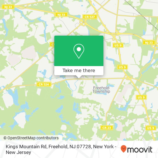 Mapa de Kings Mountain Rd, Freehold, NJ 07728