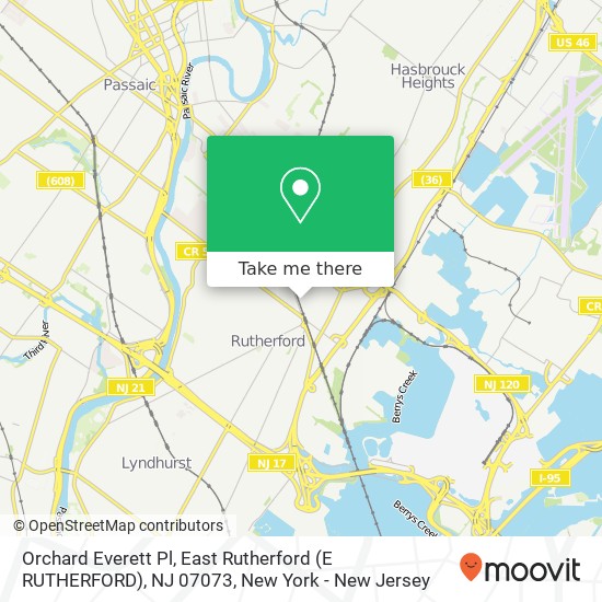 Mapa de Orchard Everett Pl, East Rutherford (E RUTHERFORD), NJ 07073