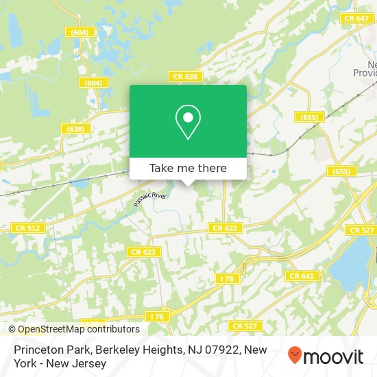 Mapa de Princeton Park, Berkeley Heights, NJ 07922