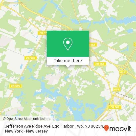 Mapa de Jefferson Ave Ridge Ave, Egg Harbor Twp, NJ 08234