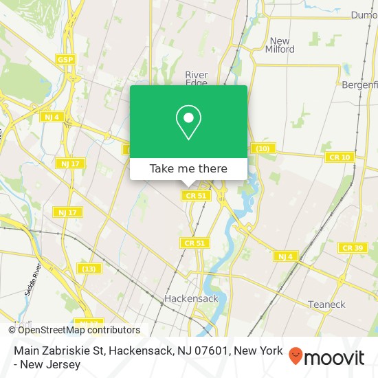 Mapa de Main Zabriskie St, Hackensack, NJ 07601