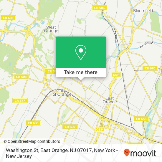 Washington St, East Orange, NJ 07017 map