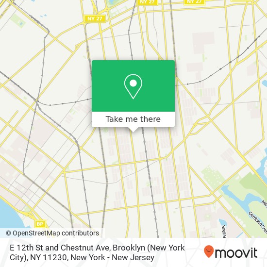 Mapa de E 12th St and Chestnut Ave, Brooklyn (New York City), NY 11230