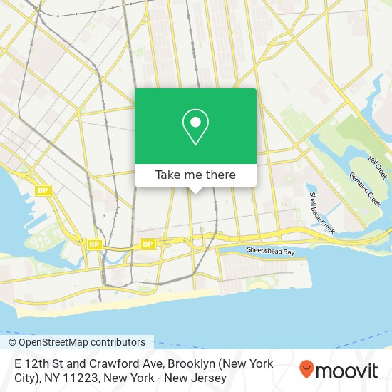 Mapa de E 12th St and Crawford Ave, Brooklyn (New York City), NY 11223