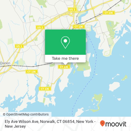 Mapa de Ely Ave Wilson Ave, Norwalk, CT 06854