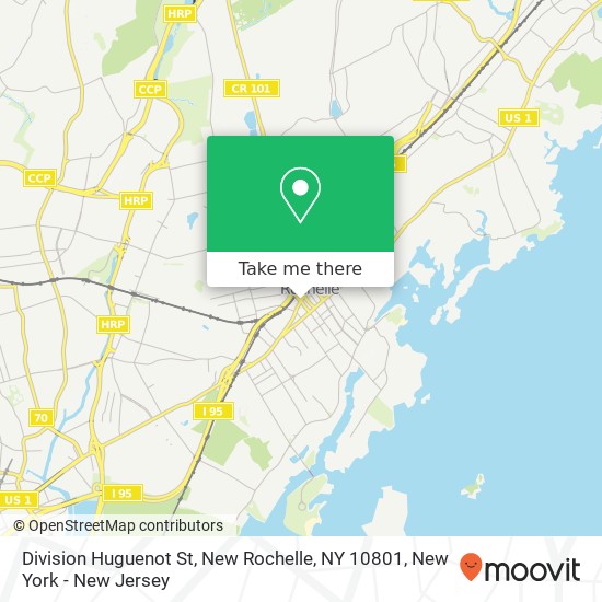 Mapa de Division Huguenot St, New Rochelle, NY 10801