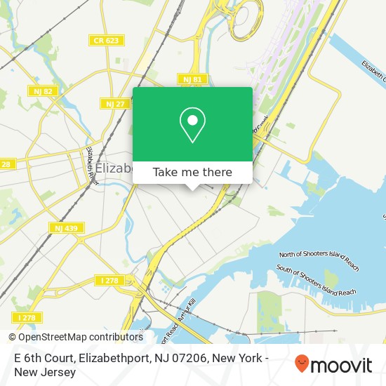 Mapa de E 6th Court, Elizabethport, NJ 07206