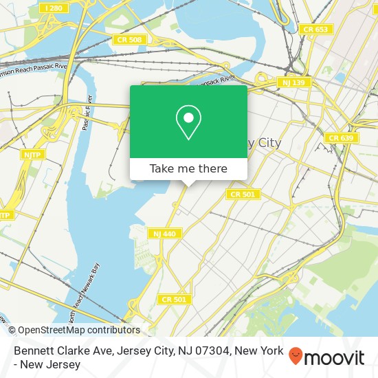 Mapa de Bennett Clarke Ave, Jersey City, NJ 07304