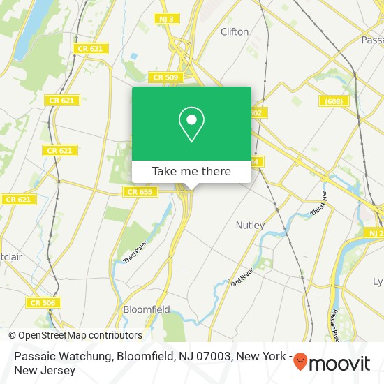 Passaic Watchung, Bloomfield, NJ 07003 map