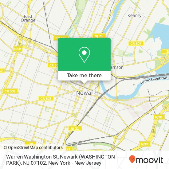 Mapa de Warren Washington St, Newark (WASHINGTON PARK), NJ 07102