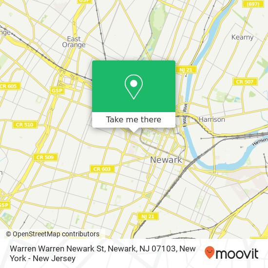Mapa de Warren Warren Newark St, Newark, NJ 07103