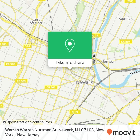 Mapa de Warren Warren Nuttman St, Newark, NJ 07103