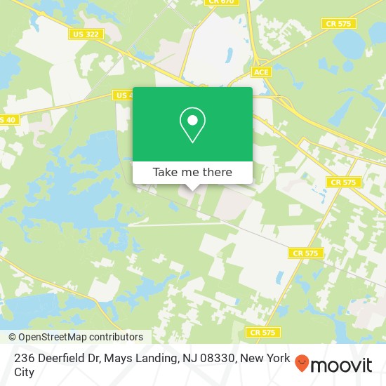 Mapa de 236 Deerfield Dr, Mays Landing, NJ 08330