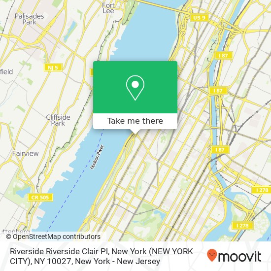 Riverside Riverside Clair Pl, New York (NEW YORK CITY), NY 10027 map