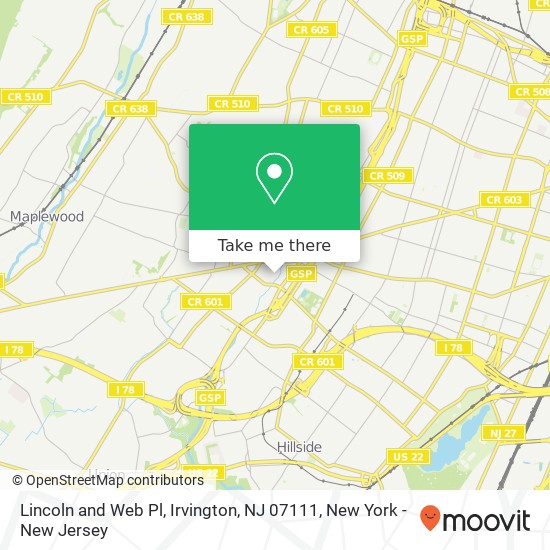 Mapa de Lincoln and Web Pl, Irvington, NJ 07111