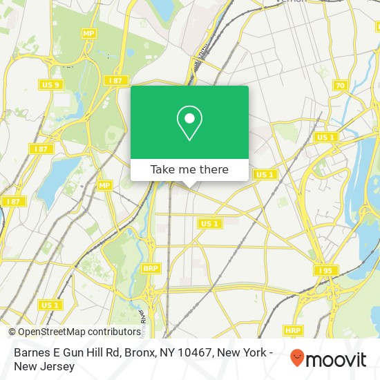 Mapa de Barnes E Gun Hill Rd, Bronx, NY 10467