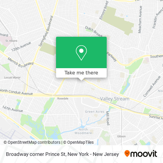 Mapa de Broadway corner Prince St