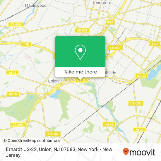 Mapa de Erhardt US-22, Union, NJ 07083