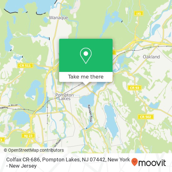 Mapa de Colfax CR-686, Pompton Lakes, NJ 07442