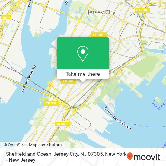 Mapa de Sheffield and Ocean, Jersey City, NJ 07305