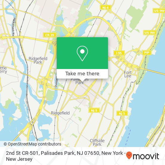 Mapa de 2nd St CR-501, Palisades Park, NJ 07650