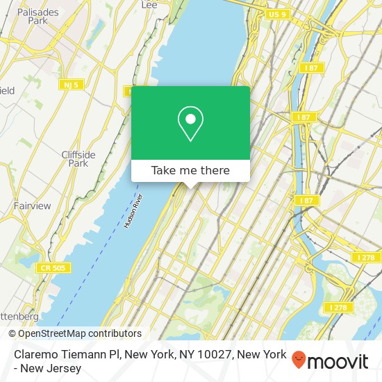 Mapa de Claremo Tiemann Pl, New York, NY 10027