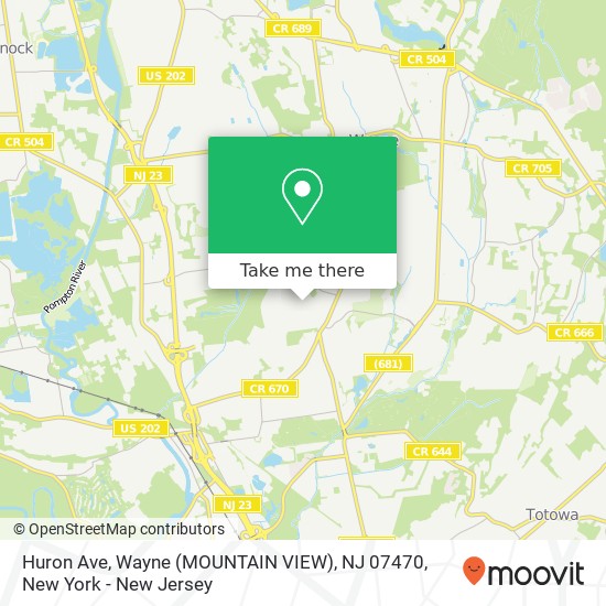 Huron Ave, Wayne (MOUNTAIN VIEW), NJ 07470 map