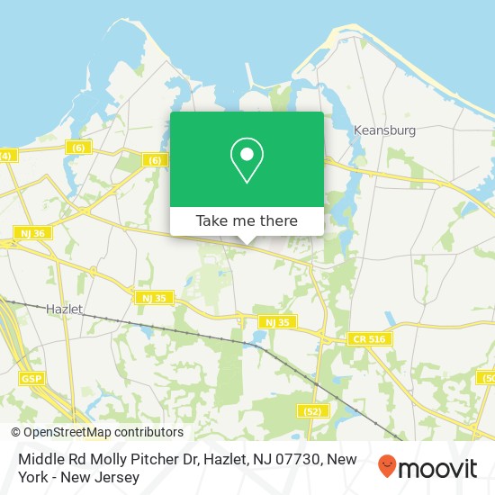 Mapa de Middle Rd Molly Pitcher Dr, Hazlet, NJ 07730