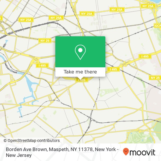 Mapa de Borden Ave Brown, Maspeth, NY 11378