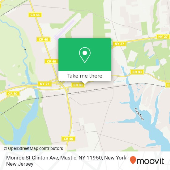 Mapa de Monroe St Clinton Ave, Mastic, NY 11950