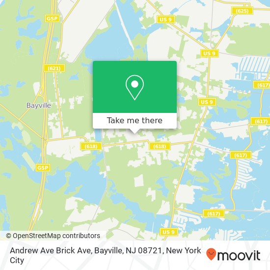 Mapa de Andrew Ave Brick Ave, Bayville, NJ 08721