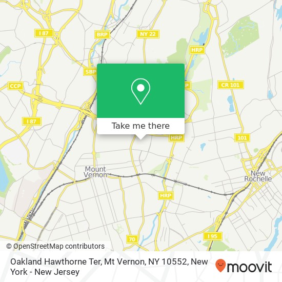 Mapa de Oakland Hawthorne Ter, Mt Vernon, NY 10552
