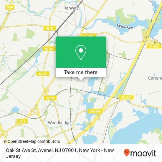 Oak St Ave St, Avenel, NJ 07001 map