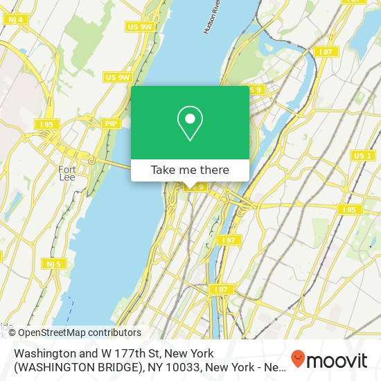 Washington and W 177th St, New York (WASHINGTON BRIDGE), NY 10033 map